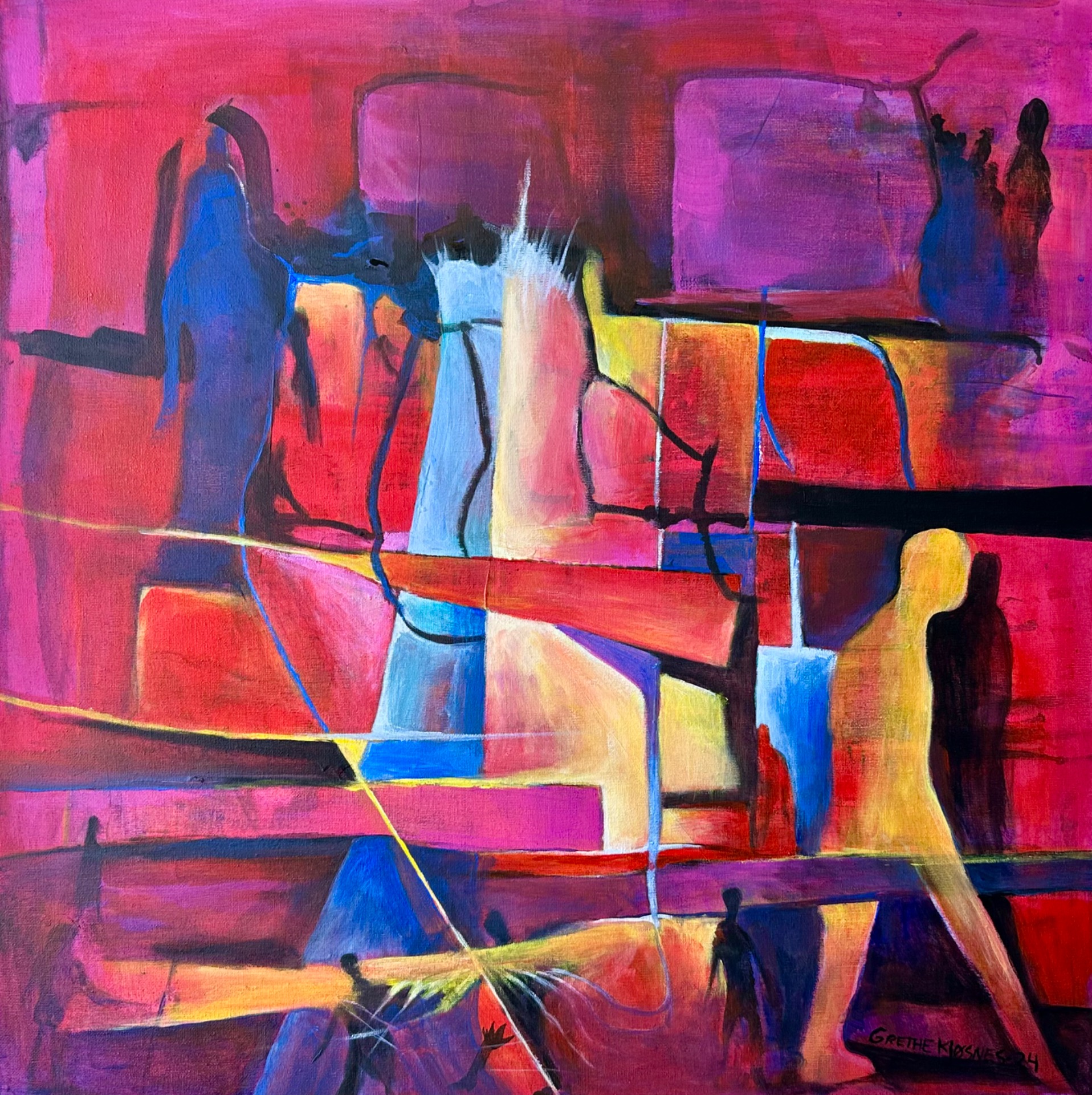 Maleri til salgs. Tittel “Vegen ut”. 60 x 60