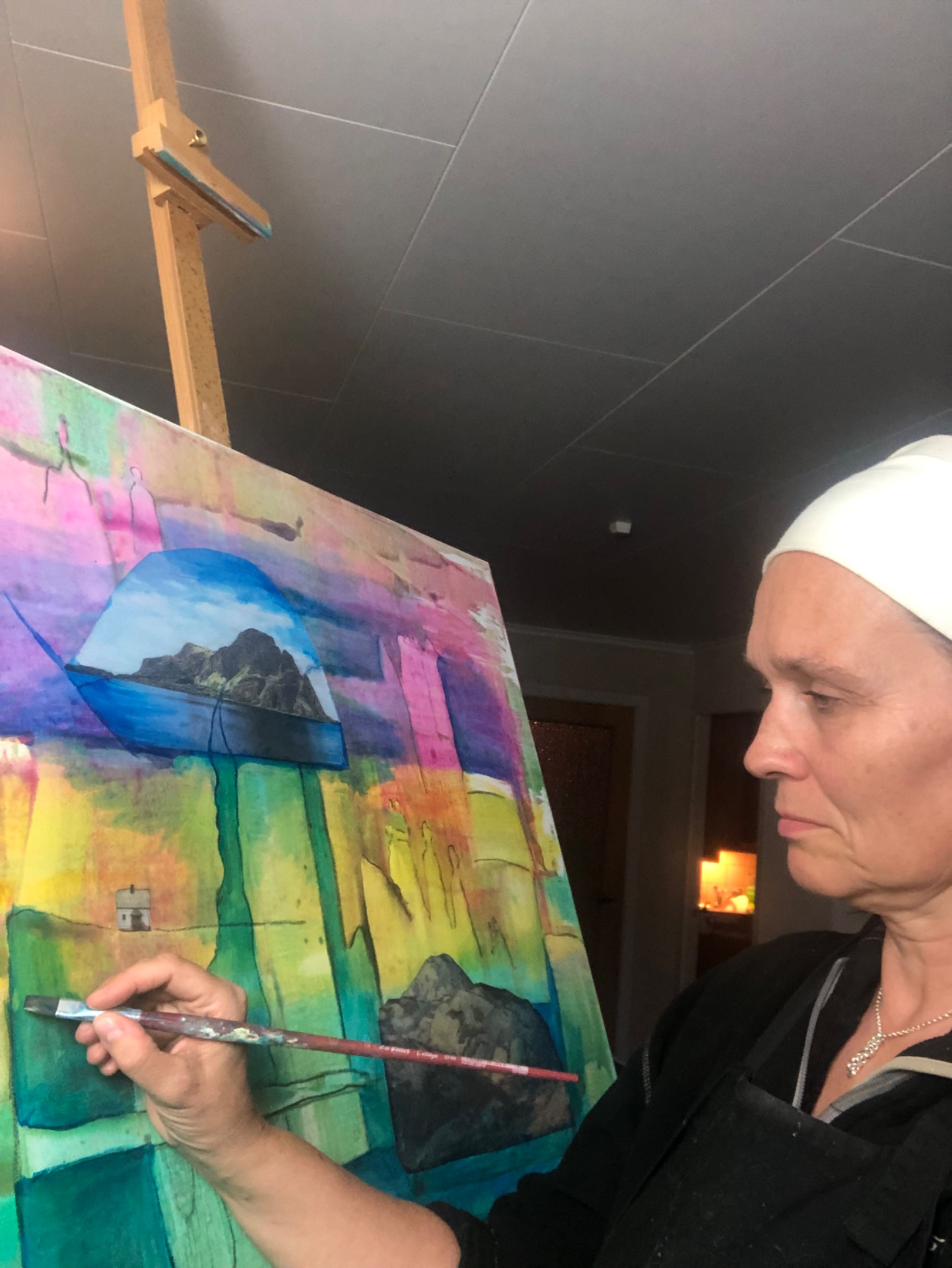 Her jobba eg på maleriet som skulle bli til det som i dag heite “Frigjering”.